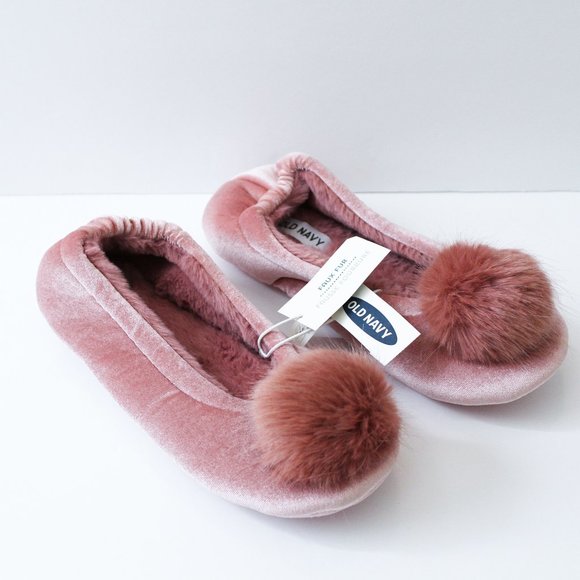 Old Navy Shoes - Pink pom pom velvety slippers